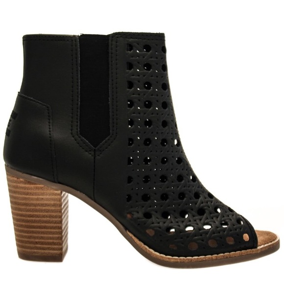 Toms Shoes - Toms Black Majorca Basketweave 8 1/2 Peep Toe Boot